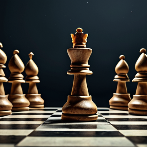 ** "Economic battlefield, fierce competition, business warfare metaphor, intense rivalry, dark and gritty, strategic chess pieces"

**